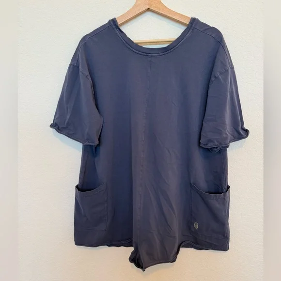 FP Movement by Free People Hot Shot Tee Romper Navy Blue Size Medium - Picture 2 of 5